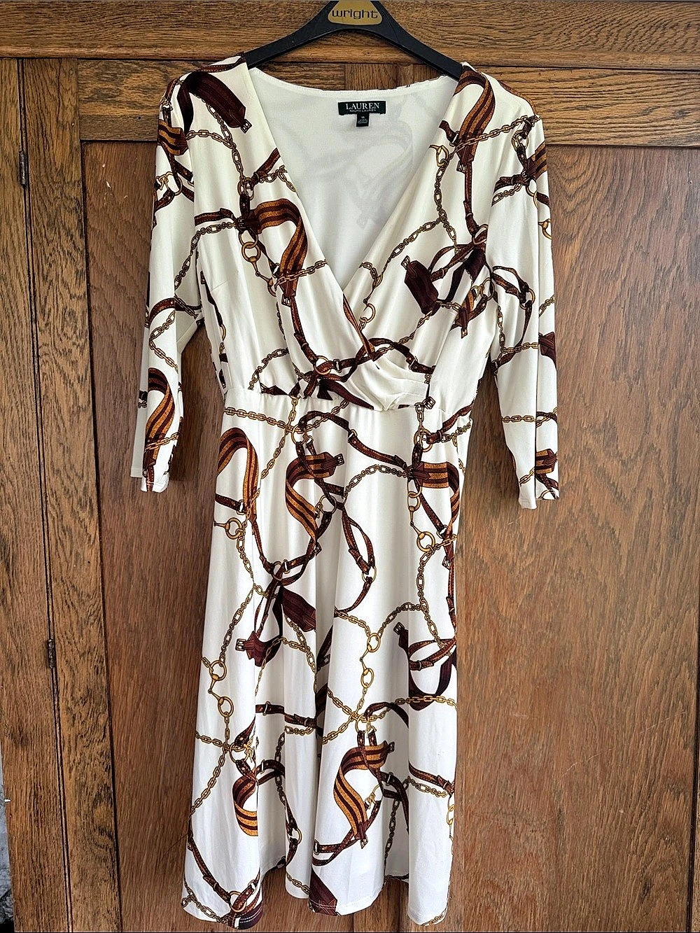 Lauren Ralph Lauren Chain Print Midi Dress Size 14 Like New